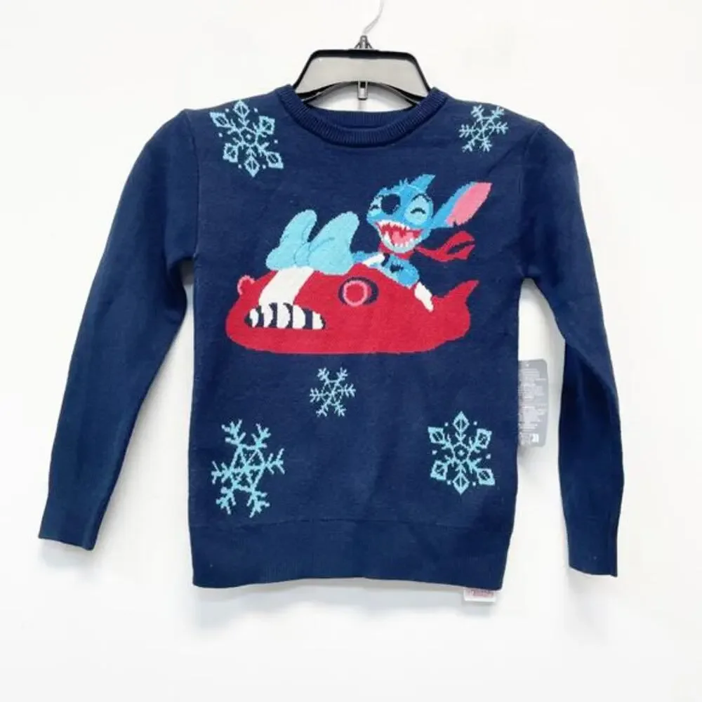 Disney Boy's Stitch Holiday Sweater Navy Blue Size‎ 5/6